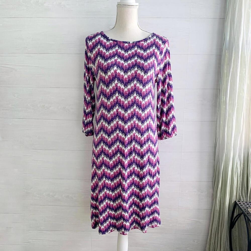 NWT Pixley Stitch Fix Lyra Purple gray chevron stretch sheath dress, M